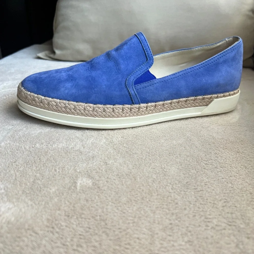 Tods Women 5.5 EU 36 Blue Suede Espadrille Slip On Sneaker Loafers Resort Travel